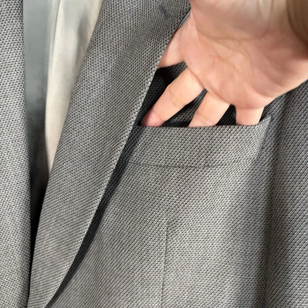 Hugo Boss Blazer Men's Gray Wool Herringbone 2 Button Sports Jacket
